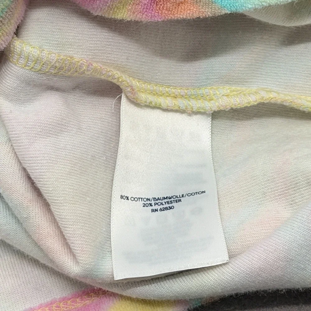 Lands' End Girls L 10/12 Robe Beach Cover Up Hooded Pink Yellow Terry Cloth Swim